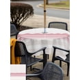 thumbnail image 5 of Outdoor Tablecloths with Umbrella Hole & Zipper, Pink Purple Striped 60x60 Inch Square Tablecloths, Abstract Modern Geometric Stripes Waterproof Table Cloth, Patio/Pool/Picnic Table Covers, 5 of 8