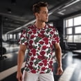 thumbnail image 3 of Wukai Rose Flowers Print Men's Short-Sleeved Mesh T-Shirt,Quick-Dry Short Sleeve Workout T-Shirt-Large, 3 of 8