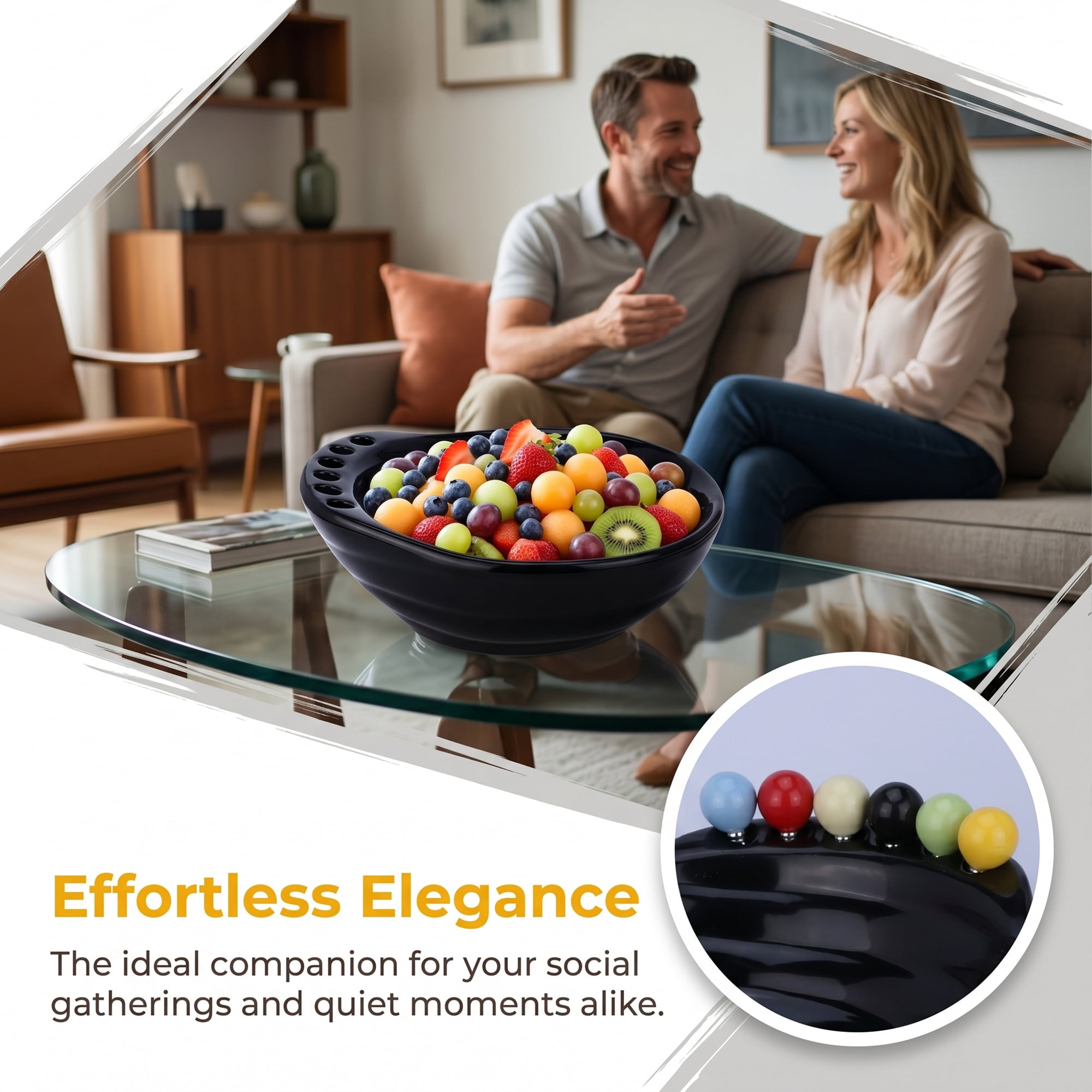 Unique Bargains Modern Irregular Shaped Pedestal Fruit Bowl Black 9.1" x 9.1" x 4.5"