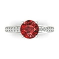 thumbnail image 2 of 2.21ct round cut red natural garnet 18k white gold Bridal Wedding Engagement Promise Anniversary Ring for Women size 3.5, 2 of 7