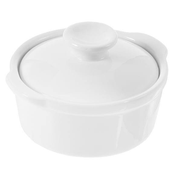 Soup Cup Ceramic Western Food with Lid Steaming Bowl Stockpot Dessert Containers Appetizer Bowls Noodle White