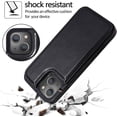 thumbnail image 4 of Design for iPhone 13 Mini Case with Tempered Glass Screen Protector Credit Card Holder Slot, Leather Wallet Phone Cases Stand Kickstand Protective Cover for iPhone13mini Men 5.4" Black, 4 of 12
