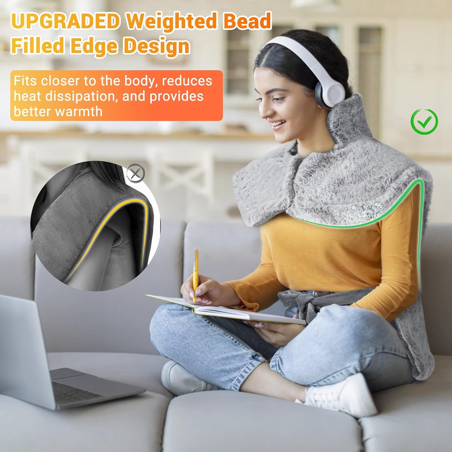 24" x 35" in Electric Massage Heated Blanket with 2 Motors, 2 Heating Levels, 4 Massage Modes for Back,Neck,Shoulder