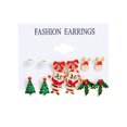 thumbnail image 1 of Juego de pendientes navideños de 6 piezas, pendientes creativos europeos y americanos con forma de árbol de Navidad de Papá Noel, 1 of 6