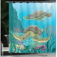 thumbnail image 3 of Ambesonne Ocean Shower Curtain, Sealife Turtles Aquatic, 69"Wx84"L, Multicolor, 3 of 4