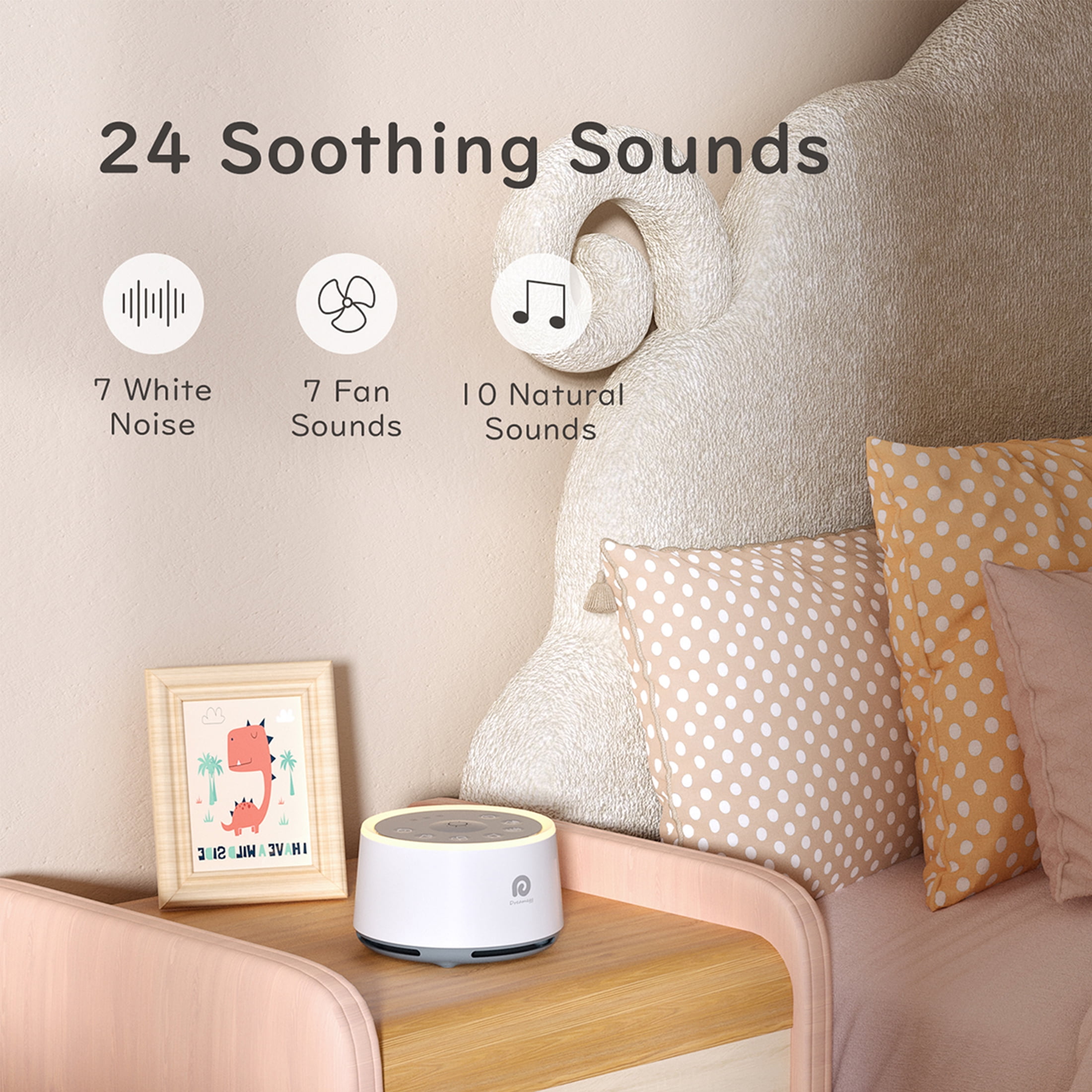 Dreamegg White Noise Sound Machine for Baby Adult Sleep with Night Light for Kids Bedroom