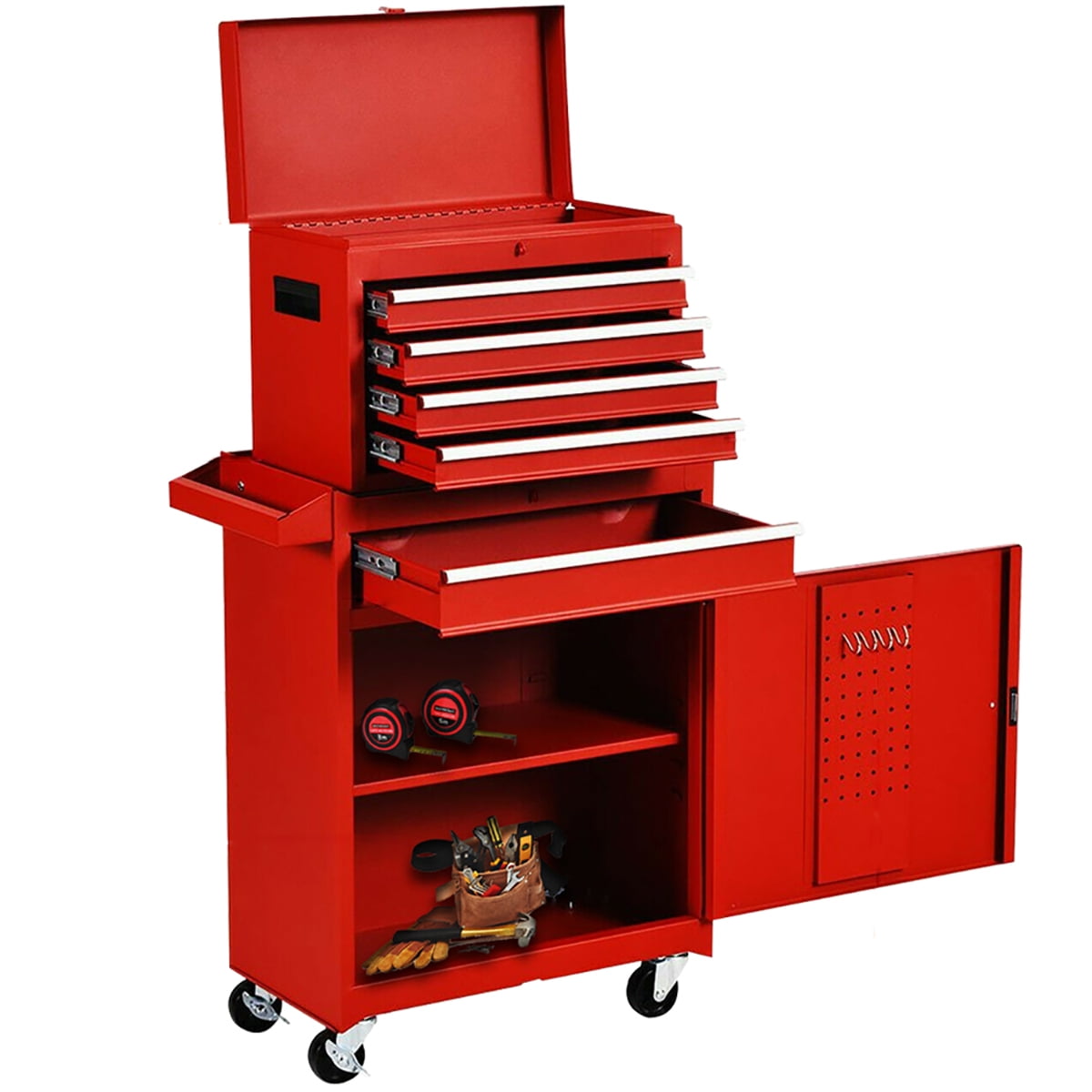 Seizeen Rolling Tool Boxes on Wheels, 5 Drawers Tool Chest Storage Cabinet  Metal, Multifunctional Tool Cart Lockable for Garage Workshop, 30''H Red  Tool Organizer 