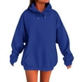 thumbnail image 2 of BiZtdJrK Womens Solid Color Sweatshirts Casual Long Sleeve Oversized Hoodies with Pocket Plus Size Lightweight Drawstring Pullover Tops Blue L, 2 of 9