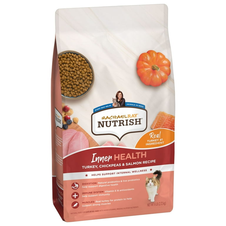 Rachael Ray Nutrish Inner Health Turkey Chickpeas Salmon Recipe Dry Cat Food 6 lb. Bag Walmart