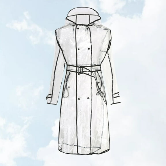 LOLIPPYY 1Pcs Fashion Raincoat for Women Waterproof EVA Hooded Mid-long XL