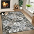 thumbnail image 2 of HOMERRY Indoor Washable 4' x 6' Area Rug Moroccan Trellis Floral Rug for Living Room Non-Slip Floor Carpet for Bedroom, Brown/Gray, 2 of 5