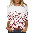 thumbnail image 2 of JTZGDY Plus Size Valentines Day Tops for Women Funny Love Heart Pattern Print 3/4 Length Sleeve Crewneck Graphic Holiday T-Shirts Trendy Oversized Dressy Casual Tunic Blouse Multicolor#02 XXL, 2 of 6