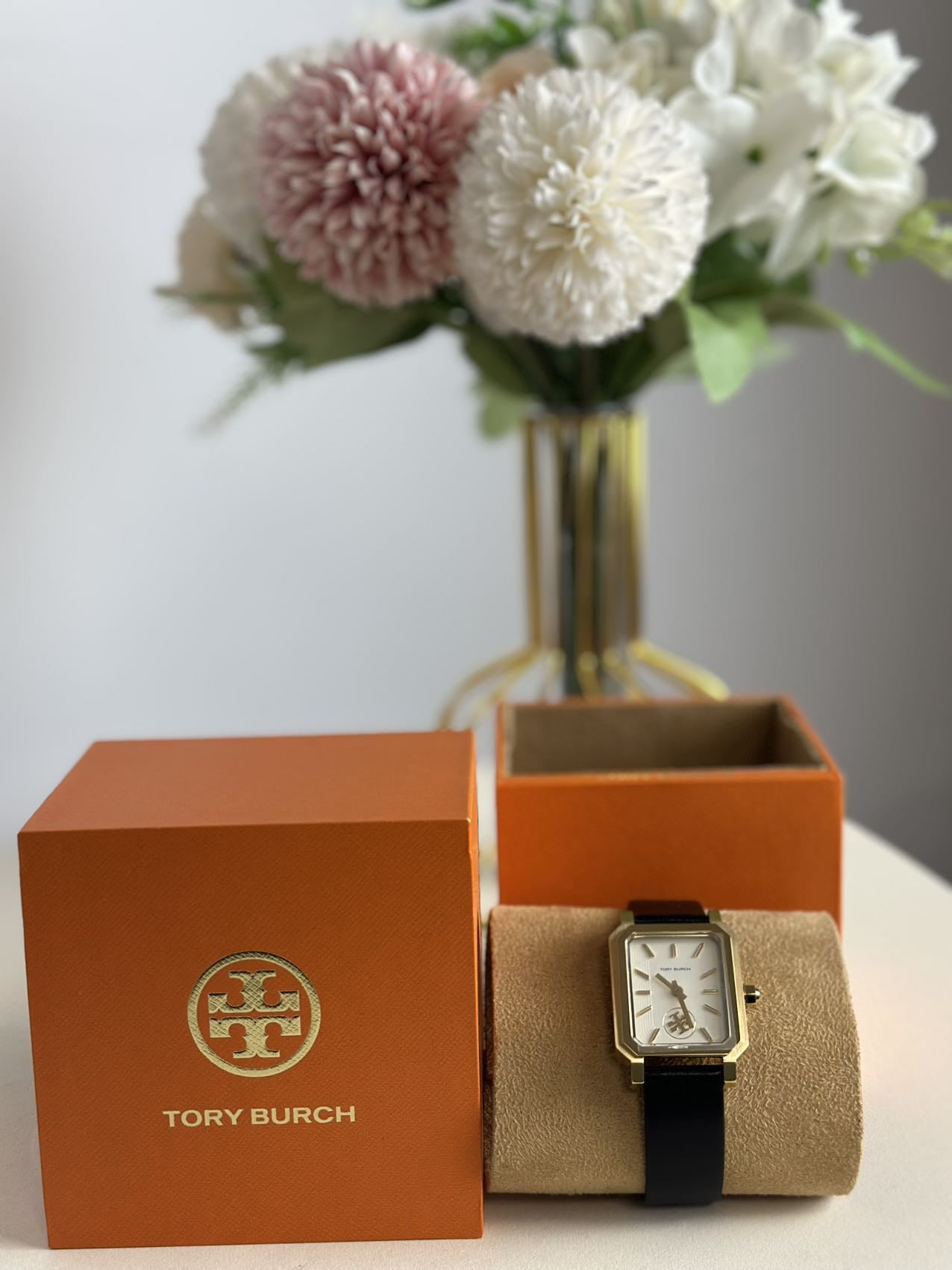Tory Burch Women's The Robinson Watch, Ivory/Gold/Black, One Size