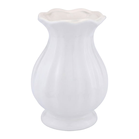 Unique Bargains Modern Ceramic Vase for Table Vase Bright White 4.7"L x 4.7"W x 6.5"H