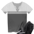 thumbnail image 5 of Camisetas de Cuello Redondo Botón de Impresión de la Moda de Manga Corta de las Mujeres, Poliéster Spandex, 5 of 5