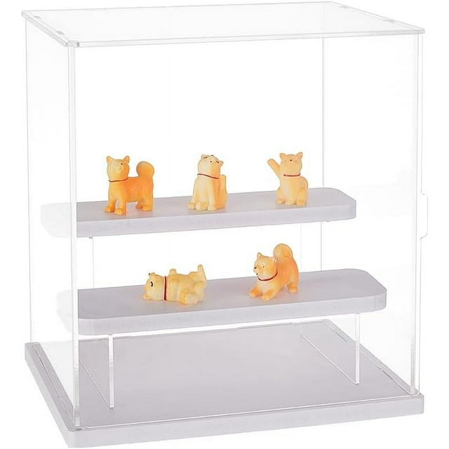 White Acrylic Display Case 3-Tier Assembled Clear Acrylic Action Figures Display Boxs Building Block Display Box Clear Display Case for Collection Action Figures Blocks Models