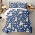 thumbnail image 2 of Manfei C French Bulldog Bed Spread Queen, Daisy Flower Queen Coverlet Set, Slate Blue, 3 Pieces, 1 Quilt and 2 Pillowcases, 2 of 7