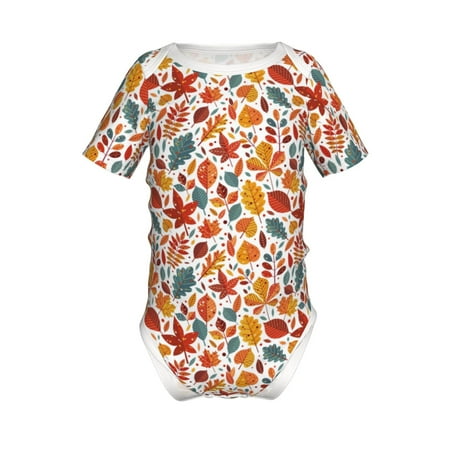 

Coaee Colorful Maple Leaves for Soft Baby Short-Sleeve Bodysuit Baby Climbing Clothes Baby Girls Boys Bodysuit Romper-9M