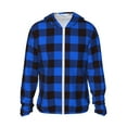 thumbnail image 2 of Lsque Buffalo Plaid Blue Black UPF 50+ Lightweight Sun Protection Men's Women's Long Sleeve Shirt, Hoodie Performance -Medium, 2 of 9