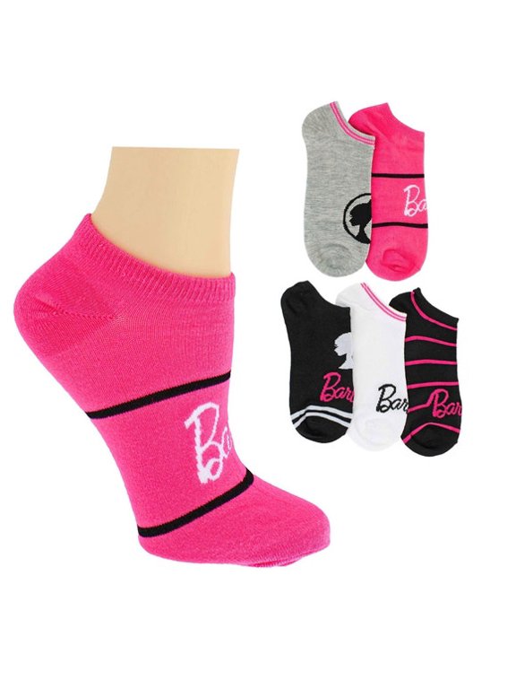 5 Pack Barbie No Show Striped Ladies Socks, Low Cut Women's Socks with Fun Graphic Designs, Comfortable Casual Socks for Sneakers, Flats and Everyday Wear, Multicolors
