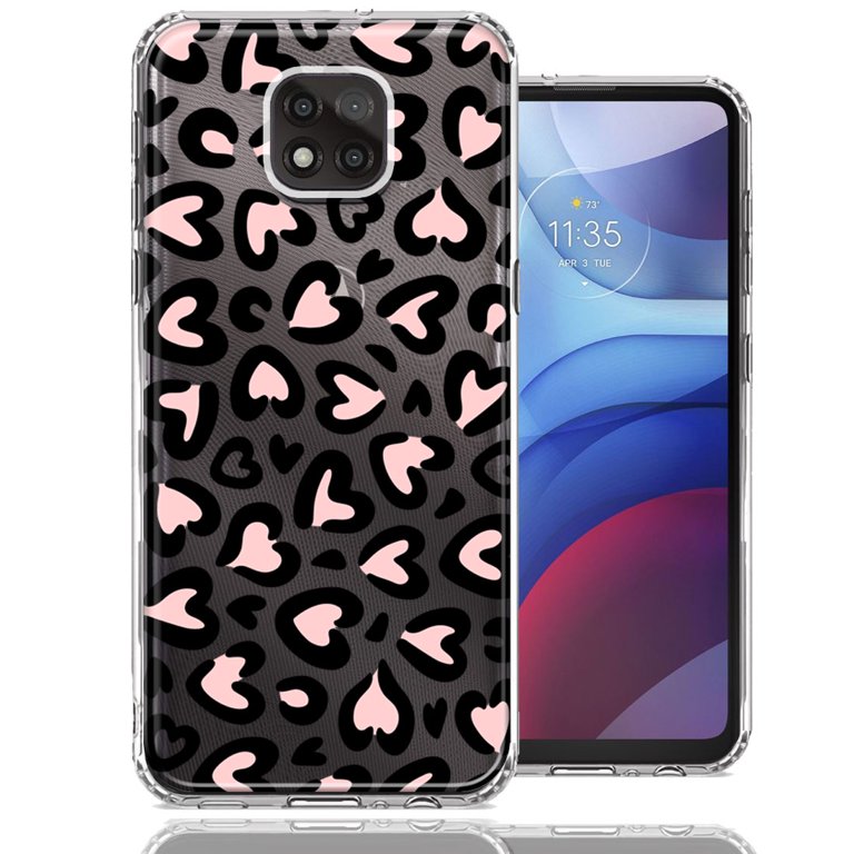 ♡M♡です MUNDAZE Motorola Moto G Power 2021 Cute Pink Leopard Print Hearts