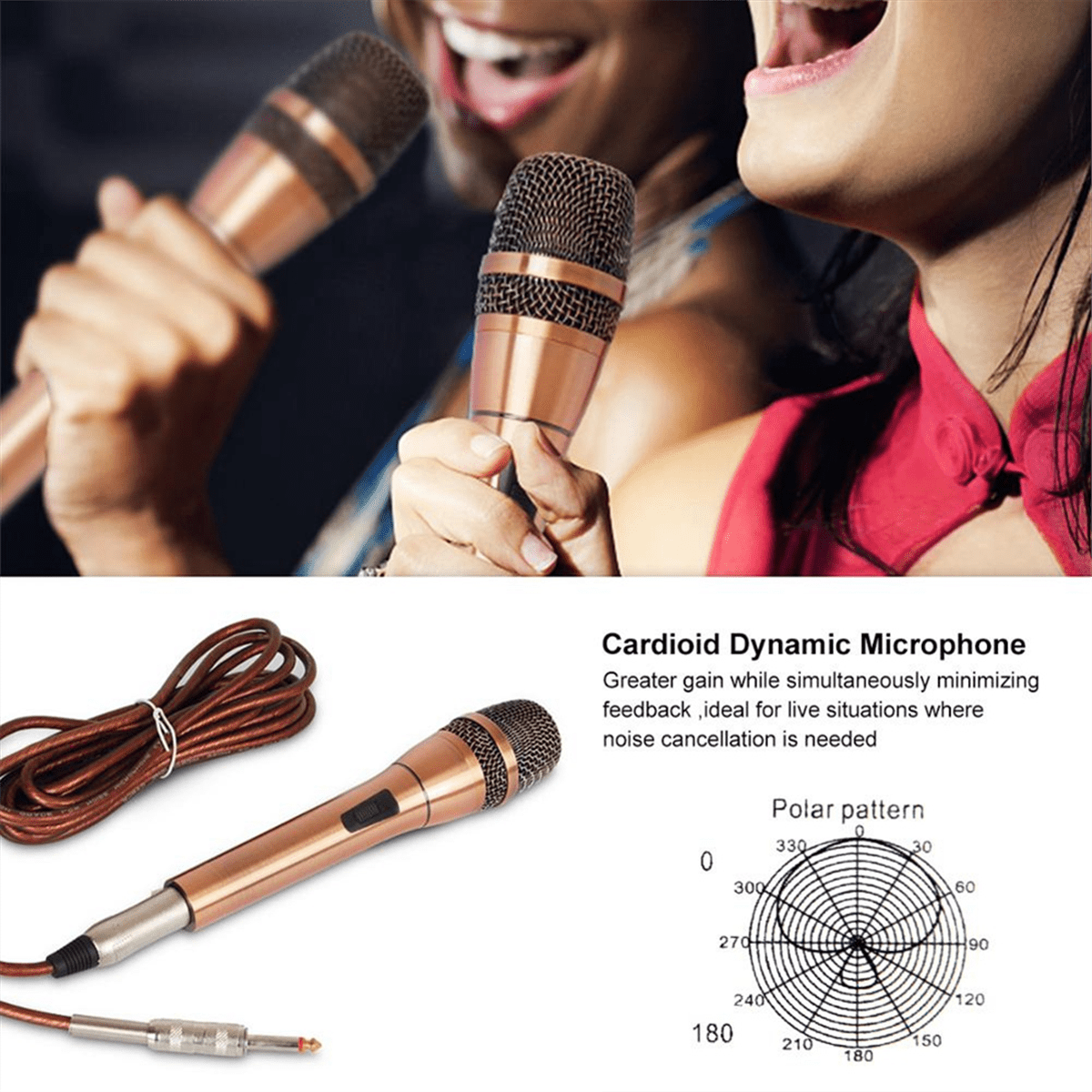 Universal Wired Handheld Dynamic Microphone Noise Isolation Mic for Outdoor Karaoke Meeting Singing
