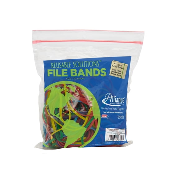 Alliance Rubber 509906 Reusable Solutions File Bands, Size 117b, Assorted Colors, 50/pack