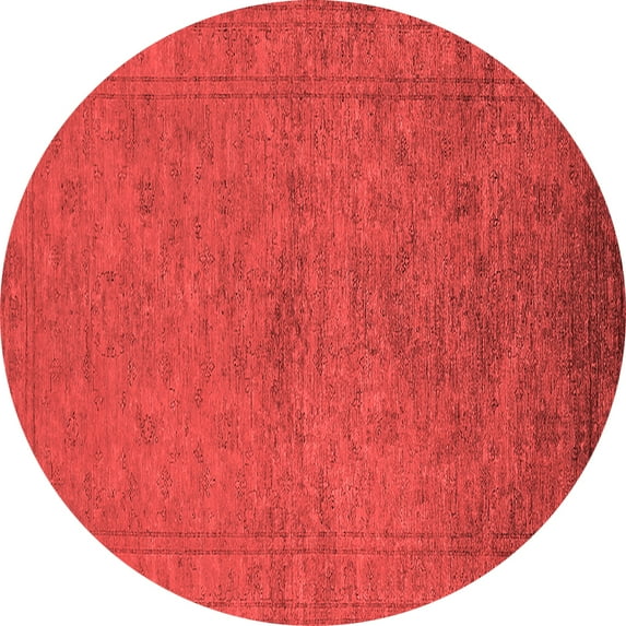Ahgly Company Indoor Round Oriental Red Industrial Area Rugs, 7' Round