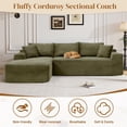 thumbnail image 4 of Aukfa 96" Cloud Sectional Sofa Deep Seat Boneless Couch Modular L-Shaped Couch, Left Chaise Corduroy Sofa for Living Room, Green, 4 of 9