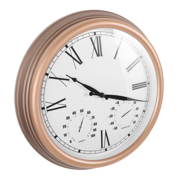 OUNONA  Patio Wall Decor Outdoor Clock Thermometers outside Clocks for Patios