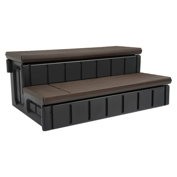 Brown Black Universal 2 Slip-Resistant Spa & Hot Tub Step Outdoor with Storage