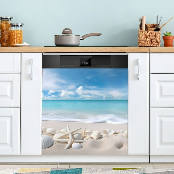Beach Shells Sea Dishwasher Magnetic Covers Magnet Sticker Kitchen Decor Dishwasher Refrigerator Front Door Covers Decorative Magnetic 23" x 26"