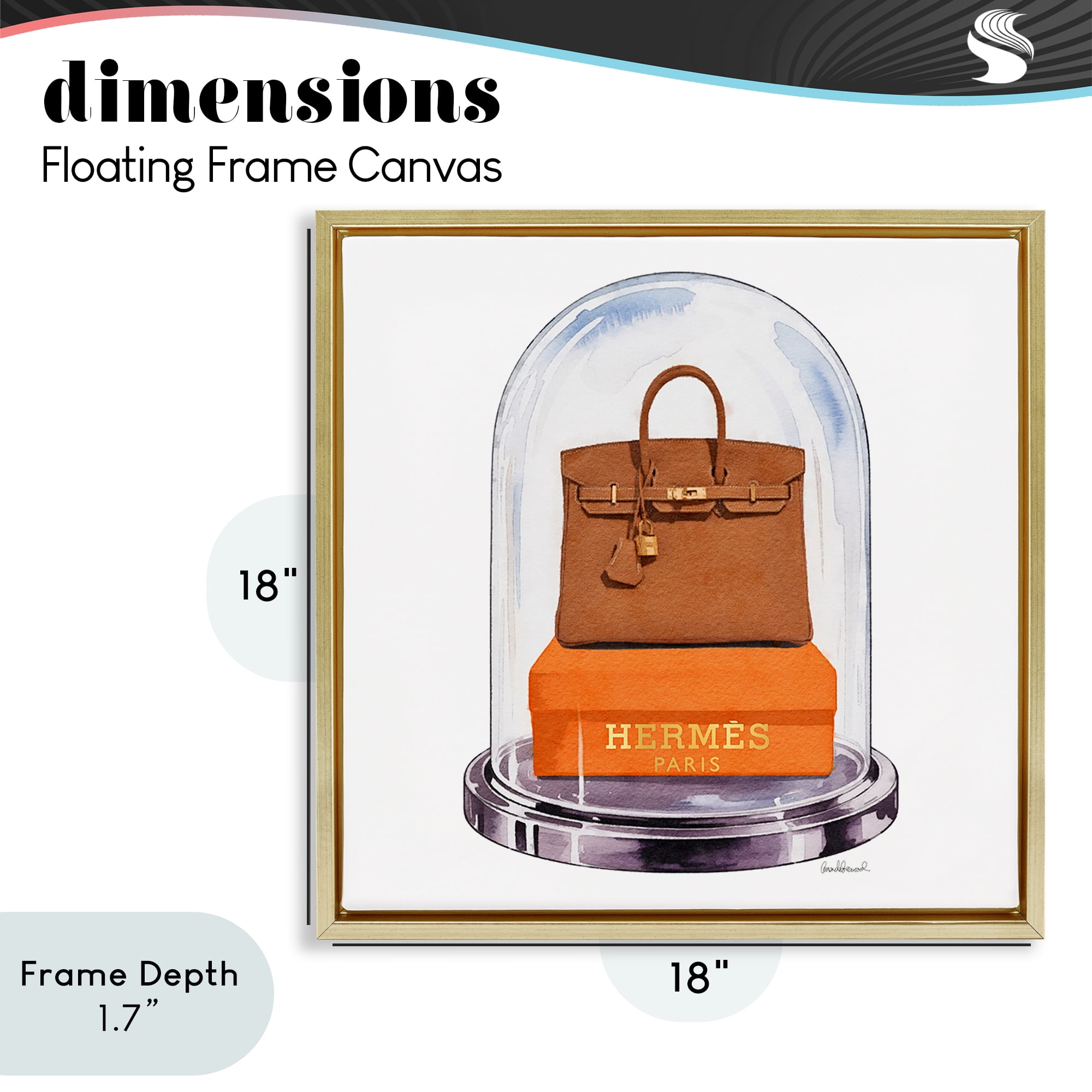 Stupell Industries Luxury Handbag Dome Gold Framed Floater Canvas Wall Art, design by Amanda Greenwood