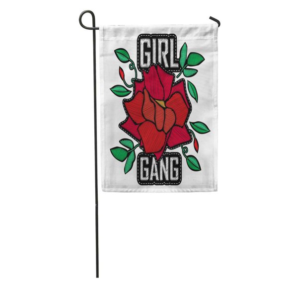 SIDONKU Girl Gang Badge Patch Rose Leaves for Rock Pin Garden Flag Decorative Flag House Banner 28x40 inch