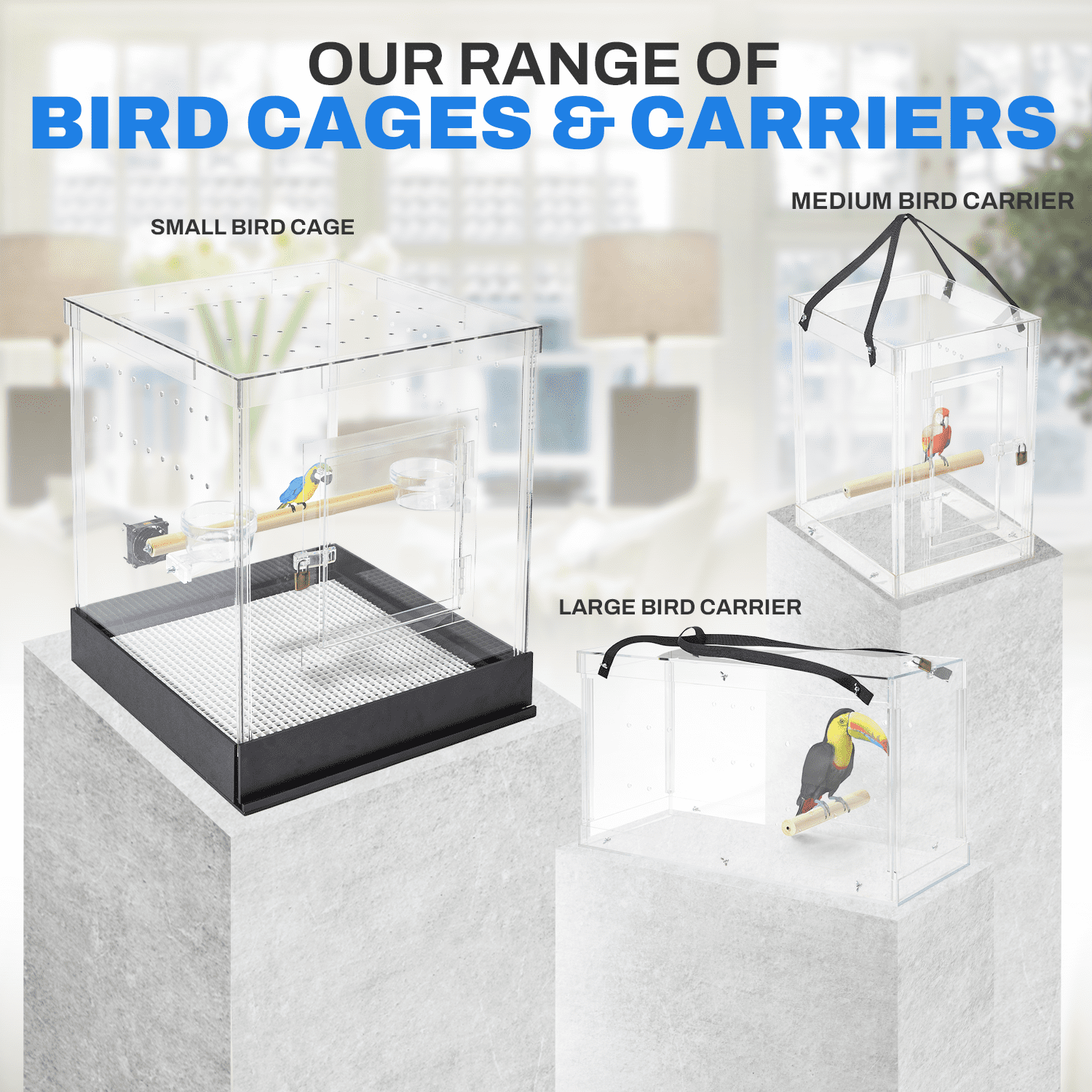 PENNZONI Macaw & Parrot Carrier, Large Bird Acrylic Cage, Bird Transporters