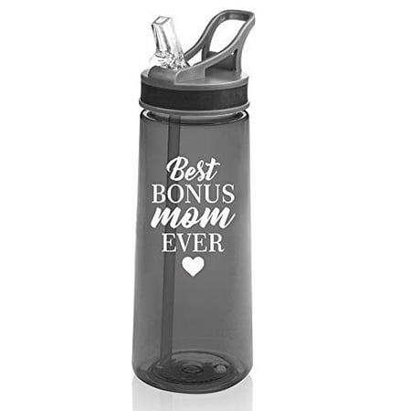 22 oz. Sports Water Bottle Travel Mug Cup With Flip Up Straw Best Bonus Mom Ever Step Mom Mother