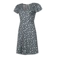 thumbnail image 4 of Robe Femme Liquidation Été Col en V Imprimé Fleuri Manches Courtes Fermeture Éclair Robe Pull Noir TTG, 4 of 9
