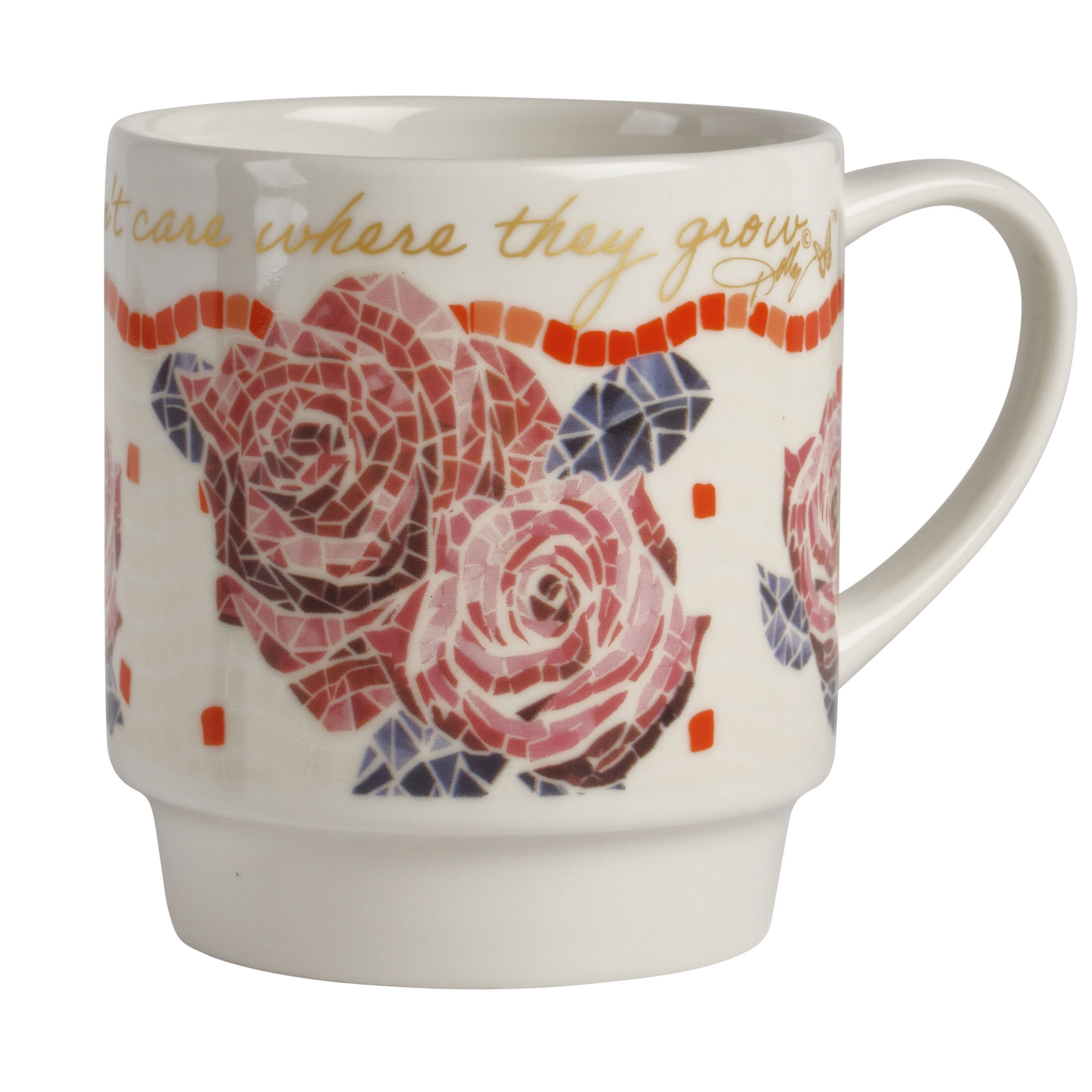 Dolly Parton Jeweled Mosaic 14 oz Mugs with Wire Rack Set of 4