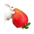 thumbnail image 2 of koolsoo Strawberry Bunny Sculpture Garden Statue Housewarmings Gift Novelty Resin Animal Figurine Backyard Decoration for Yard Office white, 2 of 8