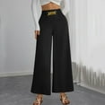 thumbnail image 5 of Fmbrln Womens Wide Leg Pants Casual Elastic High Waist Work Pants Loose Comfy Solid Color Pants Office Business Wide Leg Pants Black L, 5 of 5