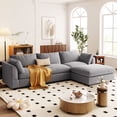thumbnail image 2 of Gray Sectional Couch - Removable Cushion Covers - Home Decor - Clean and Fresh Look, 2 of 6