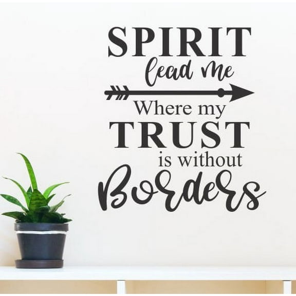 Religious Wall Art Decor Spirit Lead Me Quote Lettering Decals Stickers 21x23-Inch Black