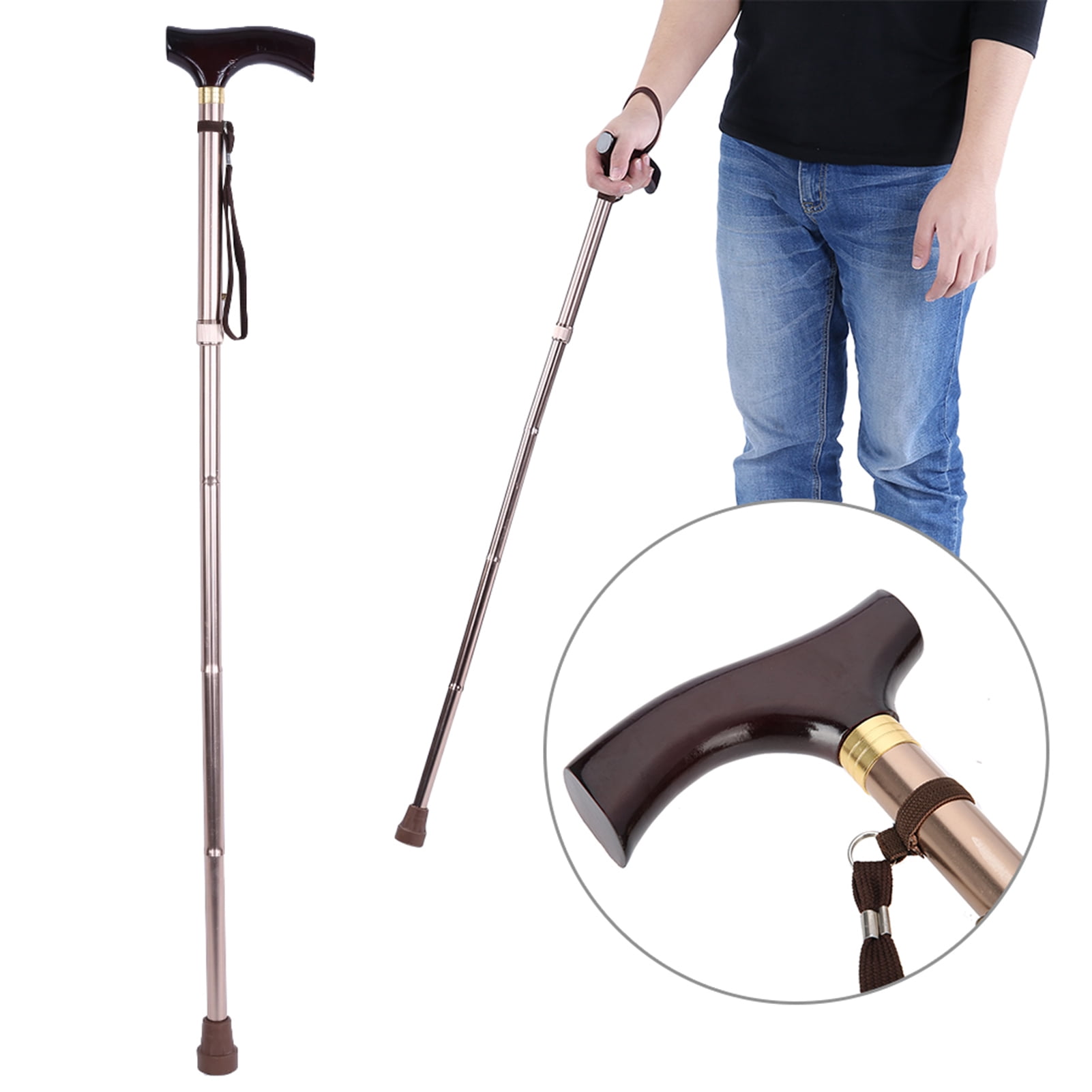 Walking Stick, Folding Cane, For Elderly People With Limited Mobility Blind  Handicapped