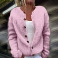 thumbnail image 2 of BODOAO Cardigan Sweaters for Women Button Down Long Sleeve Chunky Cardigan Top Casual Knit Jacket Fall Winter Streetwear Autumn and Winter Warm Sweater Knitted Cardigan Sweater Coat Pink L, 2 of 3