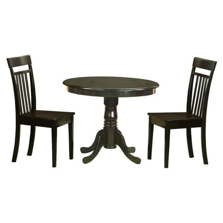 Antique Wooden Chairs With Wicker Seats East West Furniture Antique 3 Piece Pedestal Round Dining Table Set with Capri Wooden Seat Chairs ()
