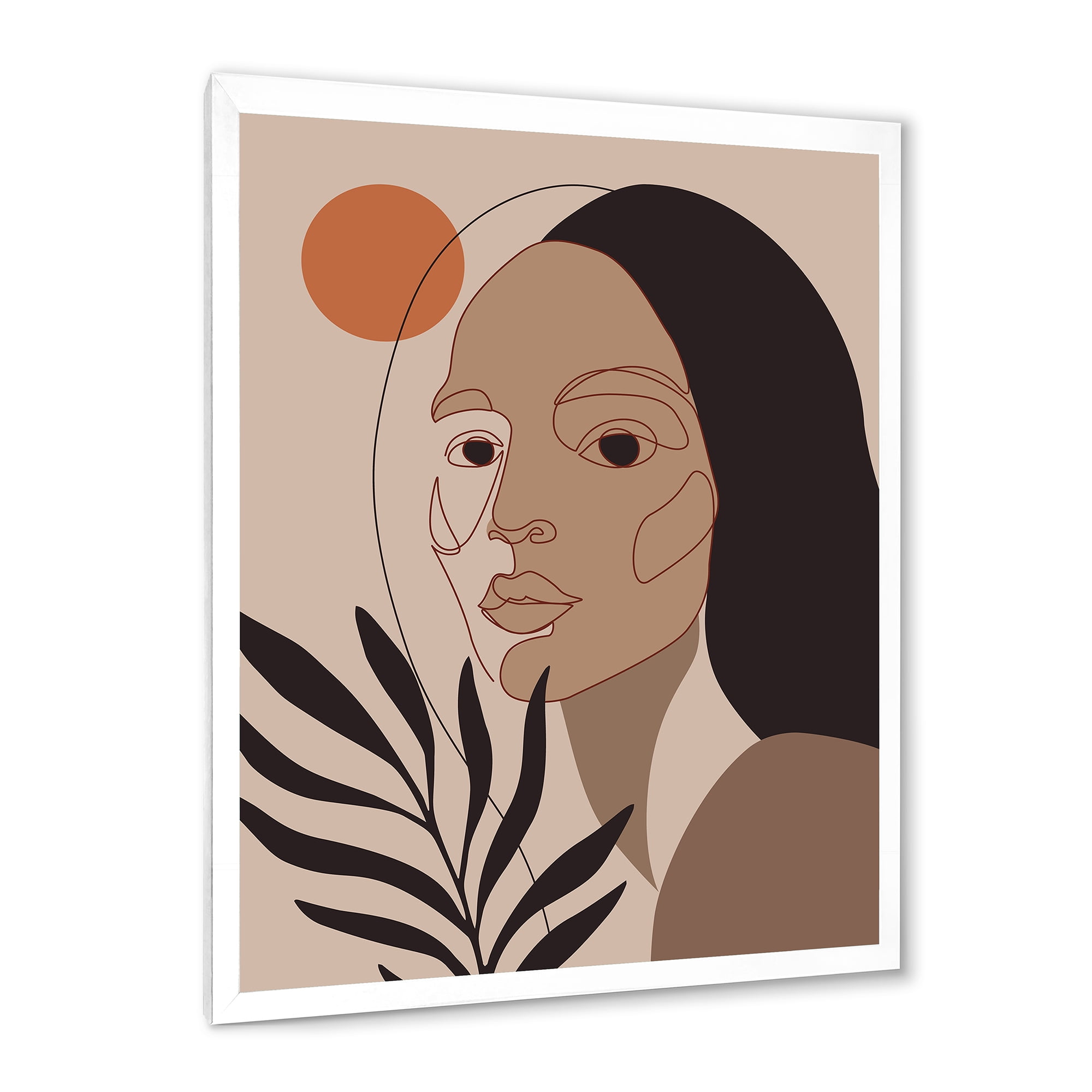 Designart 'Retro Minimal Portrait of Young Girl' Modern Framed Art Print