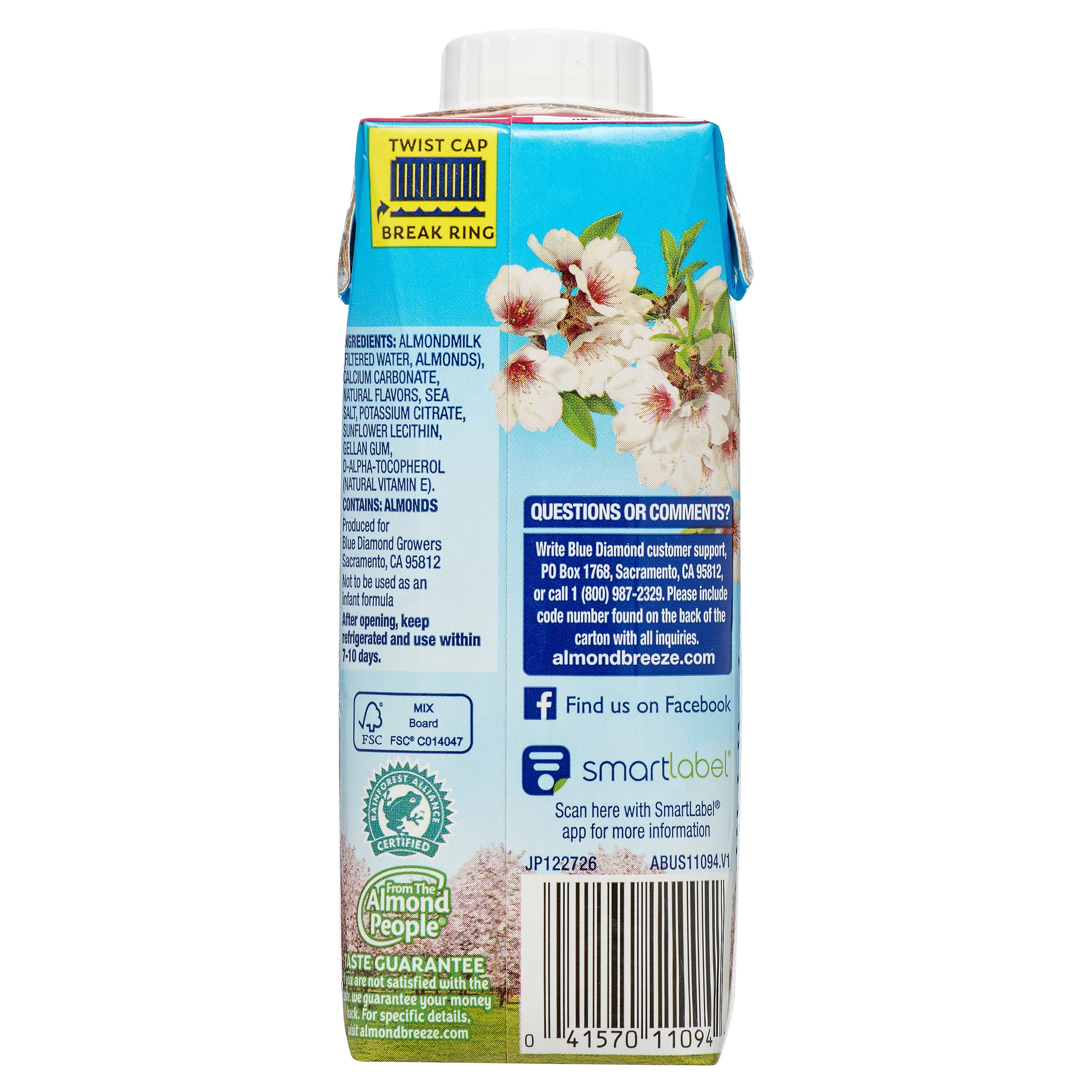 Almond Breeze Almondmilk, Unsweetened Vanilla 8 oz, 4 count