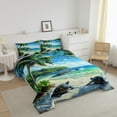thumbnail image 3 of Sea Turtle Comforter Set Twin Size, Tortoise Reptile Bedding Set Teens Adult Bedroom Decor, Ocean Beach Theme Quilt Palm Tree Coastal Nature Duvet Insert With 1 Pillow Case, 3 of 6