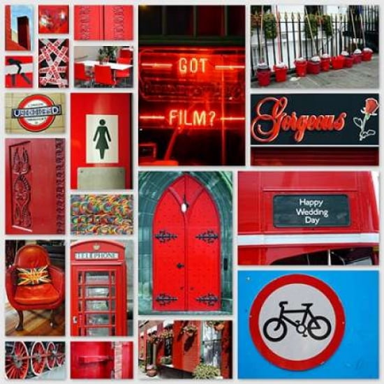 Stop Light Red Collage Canvas Art - Gail Peck(24X24)