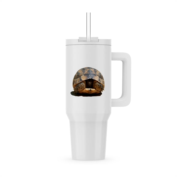 Young Spur Thighed Tortoise Looking Out Of Its Shell Cut Out, 30oz Tumbler